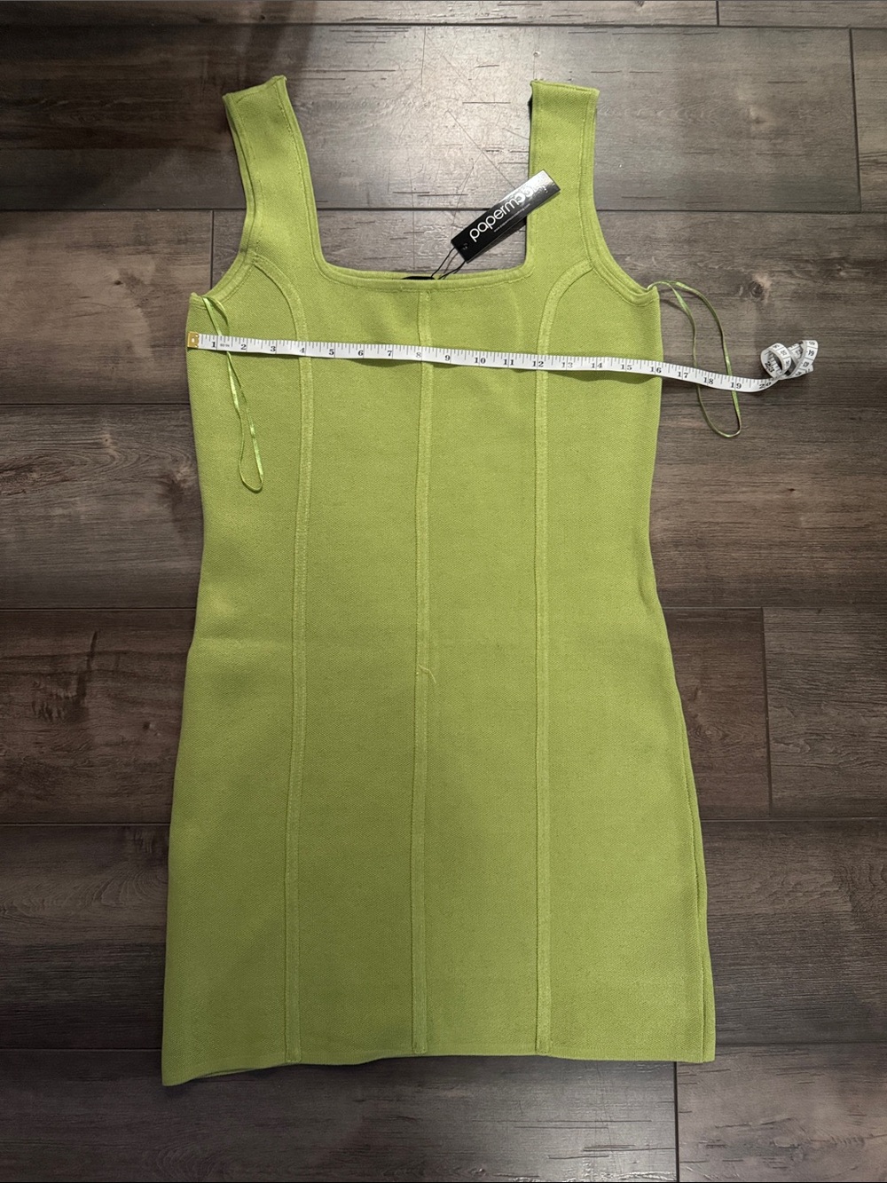 POPSUGAR Neon Lime Square Neck Bodycon Mini Dress